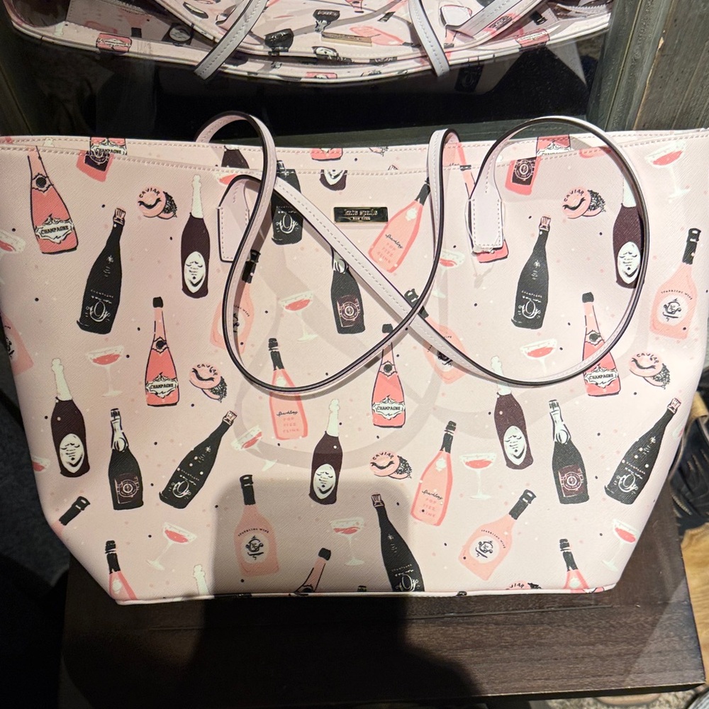 Kate Spade Blush Tote with Bottle Pattern